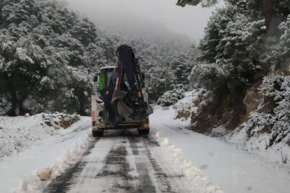 Los quitanieves y retroexcavadoras trabajan desde primera hora en las carreteras de la provincia