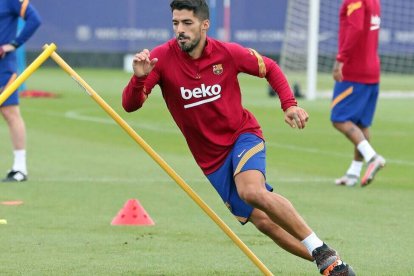 Luis Suárez, en uno de los últimos entrenamientos con el Fútbol Club Barcelona.