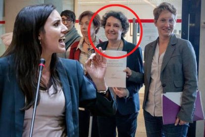 Irene Montero, y, en un circulo, Beatriz Gimeno