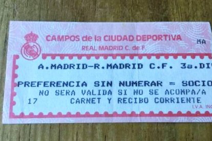 Entrada del partido de Copa del Rey que el Atlético de Madrid disputó contra el Real Madrid C en la Ciudad Deportiva.