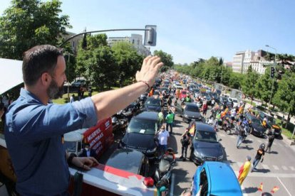 Santiago Abascal, en una reciente manifestación de Vox contra el Gobierno.