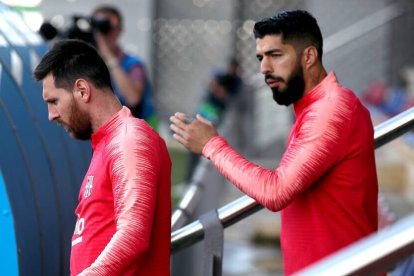 Messi y Suárez, cuando compartían vestuario en el Nou Camp.