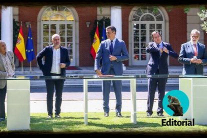 Pedro Sánchez con los agentes sociales