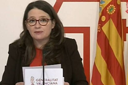 Mónica Oltra tras la rueda de prensa del Consell