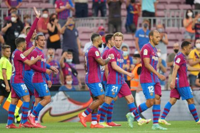 Piqué, celebrando el gol que marcó el domingo ante la Real Sociedad.