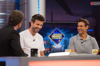 Piqué, junto a David Ferrer, en su anterior visita a El Hormiguero hace dos años.