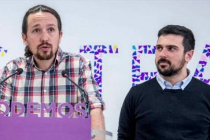 Pablo Iglesias y Ramón Espinar durante su etapa en Podemos