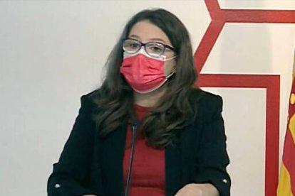 Mónica Oltra en la rueda de prensa tras el último pleno del Consell de 2021