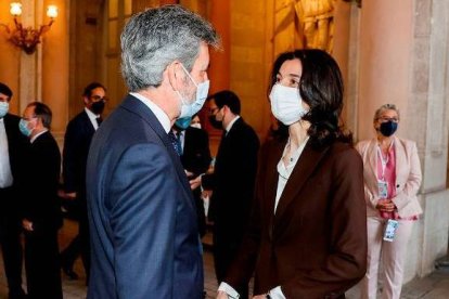 El presidente del Poder Judicial, Carlos Lesmes, y la ministra de Justicia, Pilar Llop.