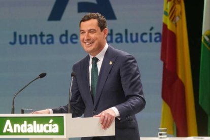 El presidente en funciones de la Junta de Andalucía, Juanma Moreno (PP).