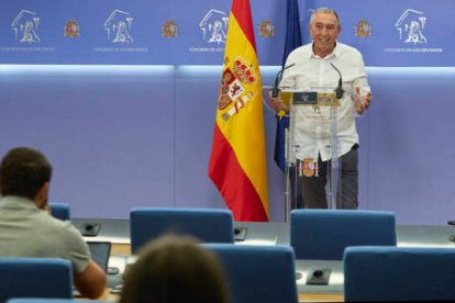 Joan Baldoví en la sala de prensa del Congreso de los Diputados