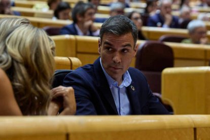 Pedro Sánchez, en el debate del Senado este martes.