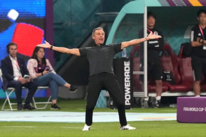 Luis Enrique se lamenta durante el partido ante Japón.