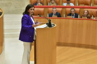 La presidenta del Gobierno riojano, Concha Andreu, interviene en el Parlamento riojano.