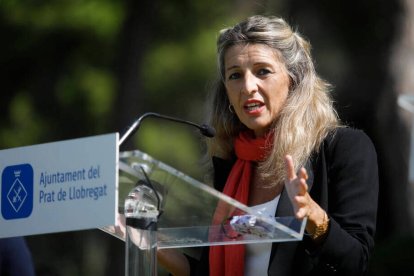 Yolanda Díaz en su visita de esta semana a Barcelona.