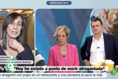 Taciana Díaz, en "Más vale tarde" con Cristina Pardo e Iñaki López.