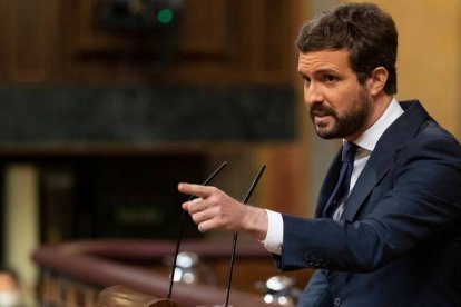 Pablo Casado, en la tribuna del Congreso de los Diputados