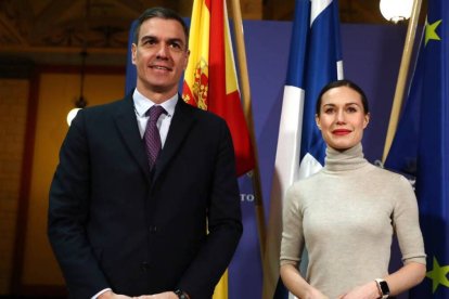 Pedro Sánchez en su visita a Finlandia