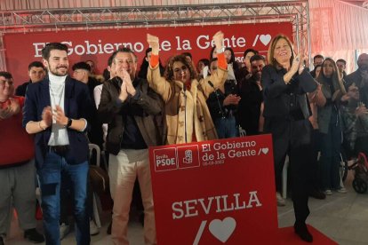 María Jesús de Montero durante un mitin en Sevilla este fin de semana