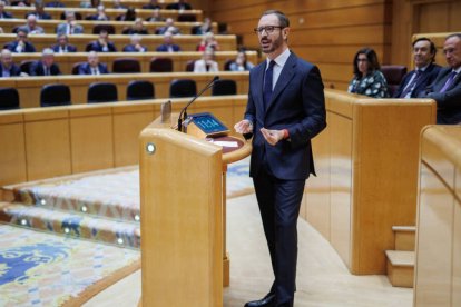 El portavoz del PP en el Senado, Javier Maroto, este jueves.