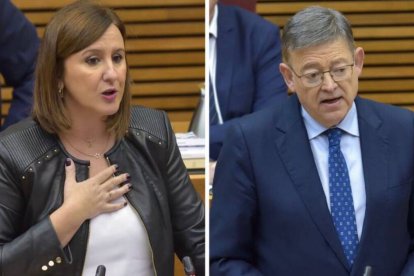 María José Catalá y Ximo Puig en la sesión de control