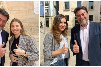 Luis Barcala con Rocío Gómez, a la izquierda; y Ana Poquet, a la derecha