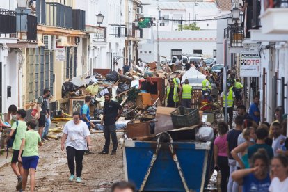 Efectos de las fuertes lluvias registradas en Lepe (Huelva).