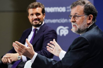 El líder del PP, Pablo Casado, y el expresidente Rajoy, intervienen en la Convención Nacional del PP