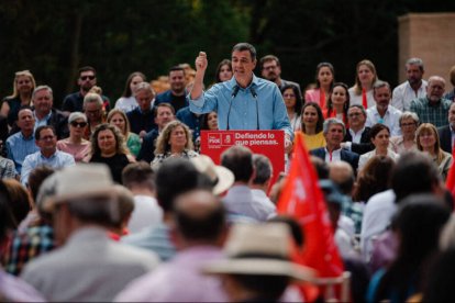 Pedro Sánchez en un mitin en Toledo