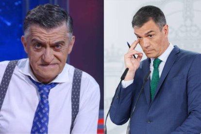 El presentador de El Intermedio, el gran Wyoming, y el presidente del Gobierno, Pedro Sánchez.