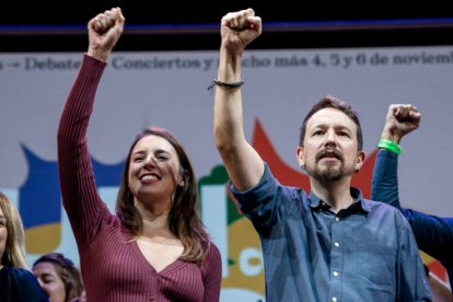 El exlíder de Podemos, Pablo Iglesias, y la ministra de Igualdad, Irene Montero.