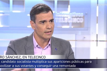 Pedro Sánchez en Informativos Telecinco.