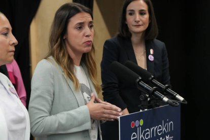 Irene Montero en un acto de Podemos