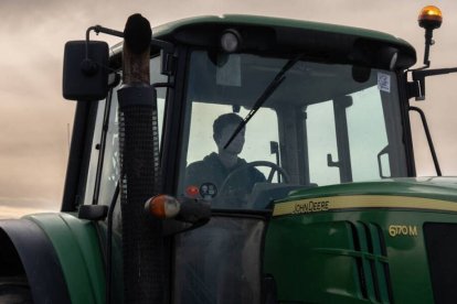 Tractor de un agricultor en plena protesta