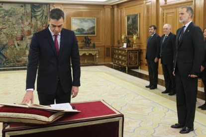 Pedro Sánchez, presidente del Gobierno de España, en la jura.