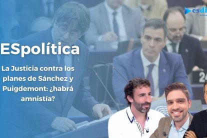 En el fondo de la imagen se ve a Pedro Sánchez junto a Carles Puigdemont