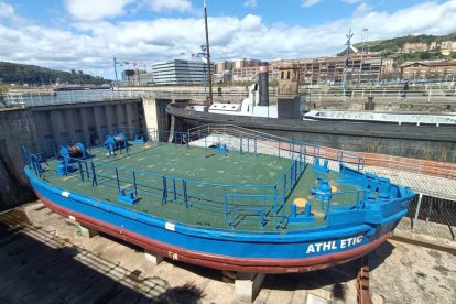 La gabarra en la que el Athletic surcará la ría este jueves como campeón de Copa.