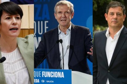 En la imagen se ve a Ana Pontón (BNG), Alfonso Rueda (PP) y Gómez Besteiro (PSdeG)