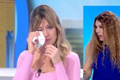 María Moya, colaboradora de 'Aruser@s', comenzó a llorar durante el análisis de un vídeo.