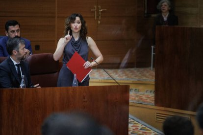 Isabel Díaz Ayuso en la Asamblea de Madrid