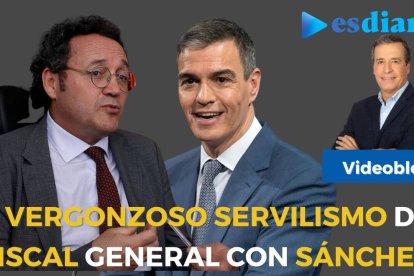Fotomontaje del videoblog de Benjamín López con el fiscal general del Estado y Pedro Sánchez