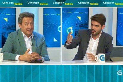 Los periodistas Javier Casqueiro y Hugo Pereira en el debate de 'Conexión Galicia' de la TVG