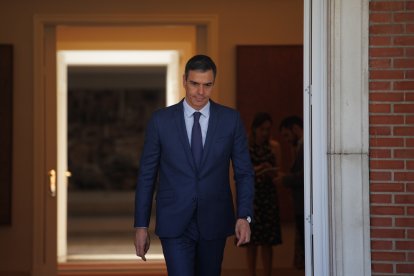 El presidente del Gobierno, Pedro Sánchez, en Moncloa.