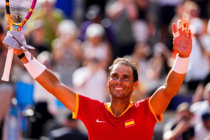 Rafael Nadal tras su victoria en la primera ronda de inviduales de este domingo