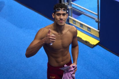 Hugo Gonzalez tras clasificarse para la final de 100 m espalda