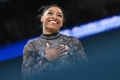 Simone Biles, durante su primera participación en los Juegos Olímpicos de París.