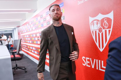 Sergio Ramos, hace un mes, en su despedida del Sevilla.