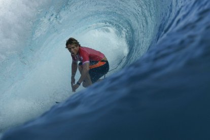 Alan Cleland, en la competición olímpica de surf