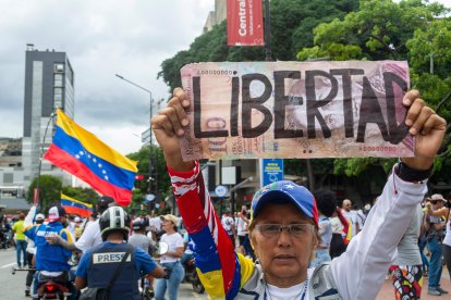 Manifestante en Caracas.