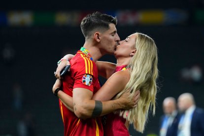 Alvaro Morata y Alice Campello, celebrando la Eurocopa el pasado julio en Berlín.